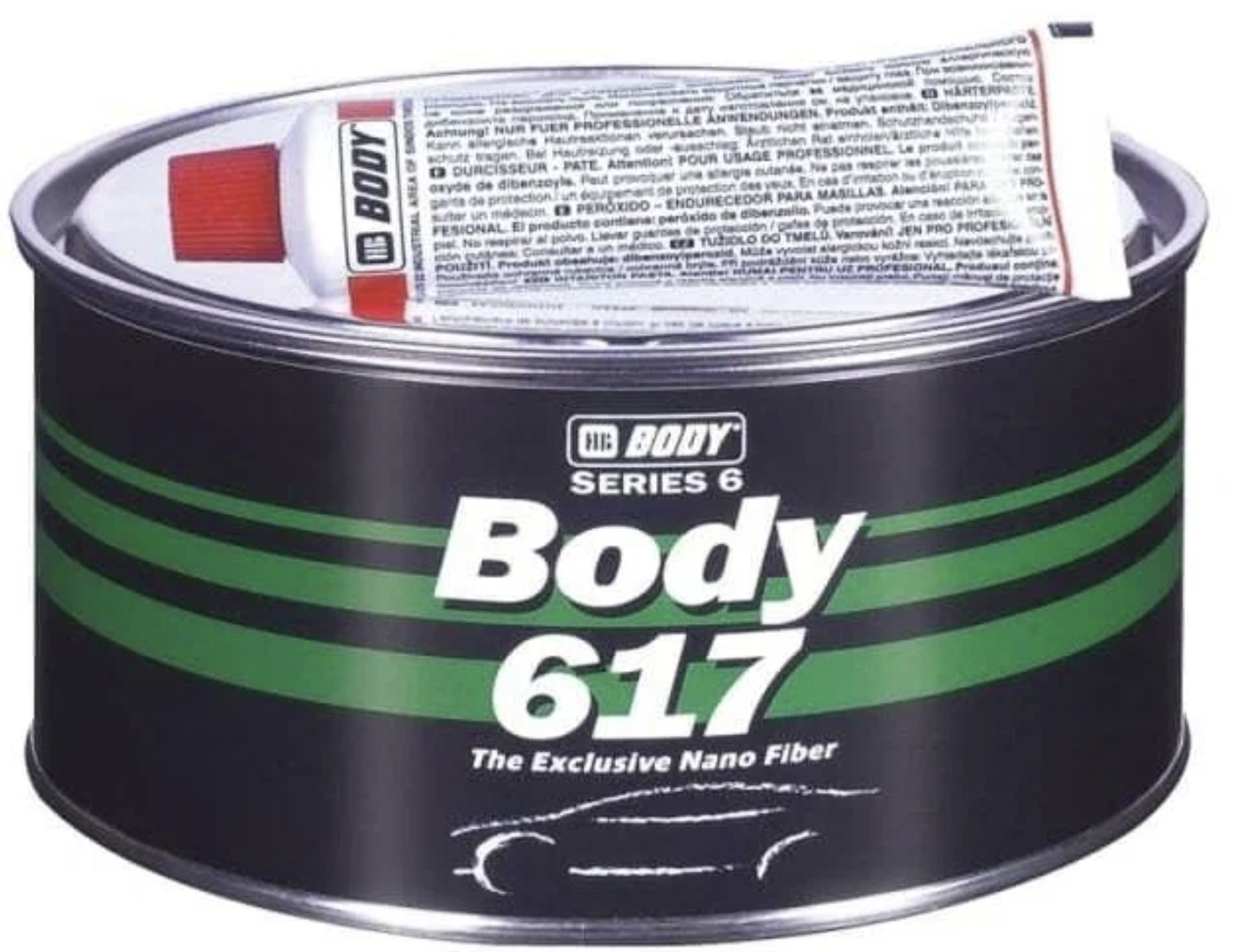 BODY PROLINE 617 Шпатлевка с укороченным стекловолокном 2К (1 кг) зел.