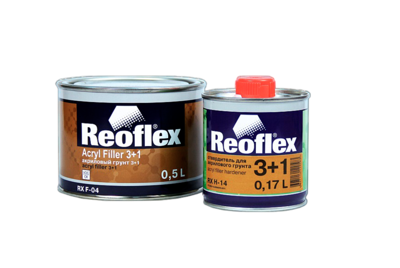 Reoflex Acryl Filler Грунт акриловый 2K 3+1 (0,5+0,167л) черный
