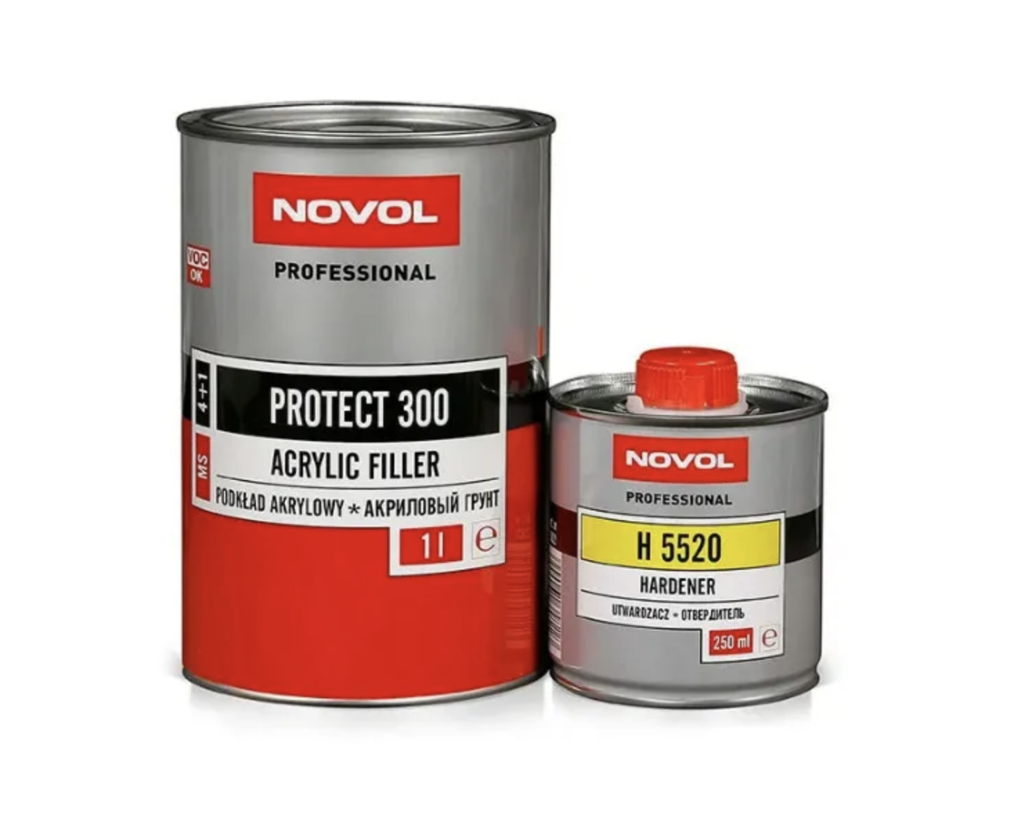 NOVOL Protect 300 Грунт акриловый 4+1 MS + отв. H5520 (1л + 0.25л) белый