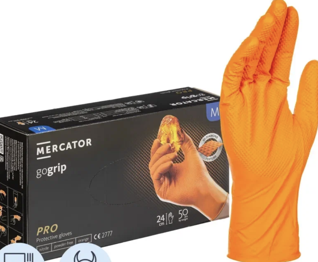 Перчатки Mercator (25 пар) оранжевые XXL